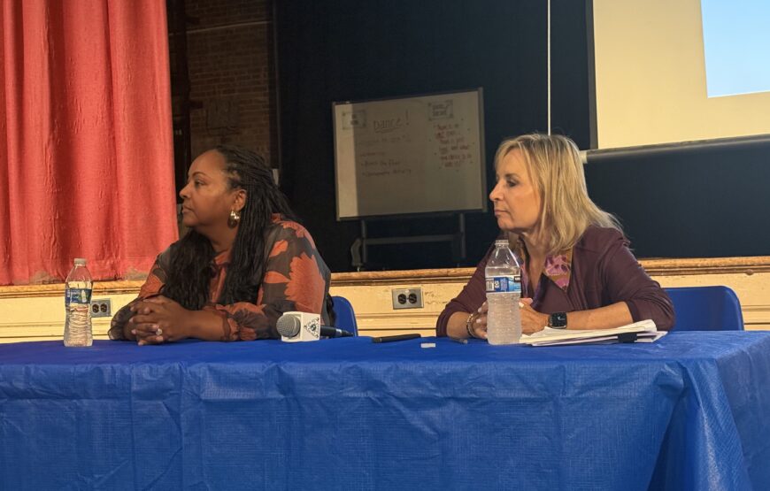 Superintendent Ruth B. Turner and Interim Business Administrator Dana Sullivan host a Budget Town Hall on Sept 26, 2025 at Buzz Aldrin Middle School.