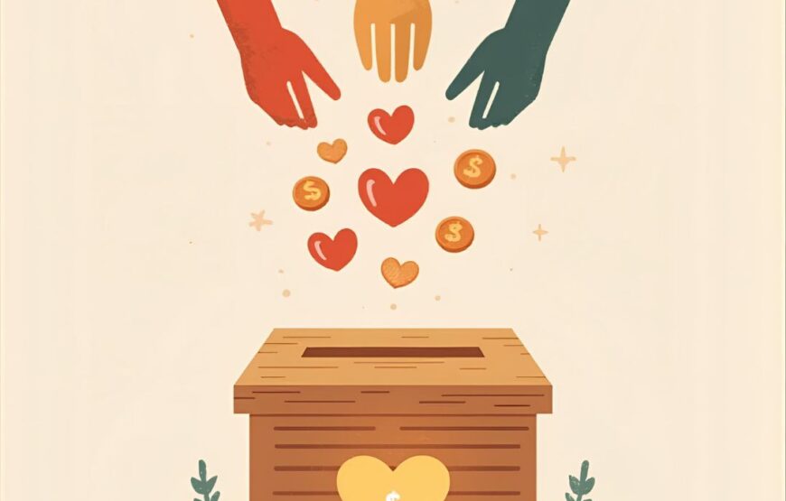 Holiday Donation Scene with Rustic Box