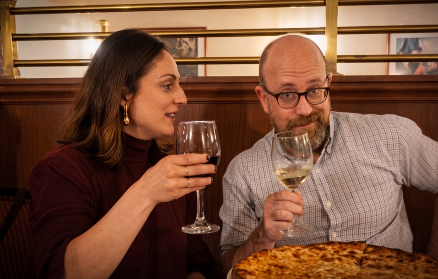 Farnoosh & Mike Eating Pizza