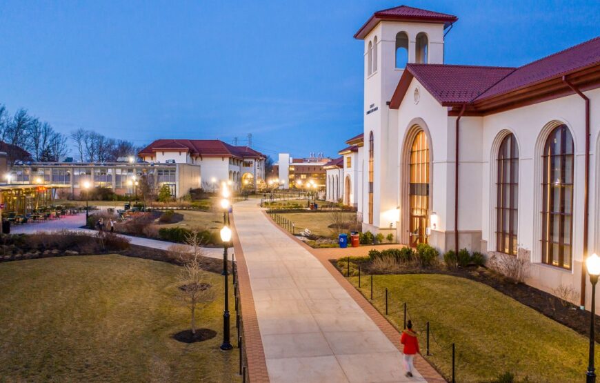 Evening view of Montclair State University campus in Montclair, New Jersey, where the university will manage and operate NJ PBS beginning July 2026.