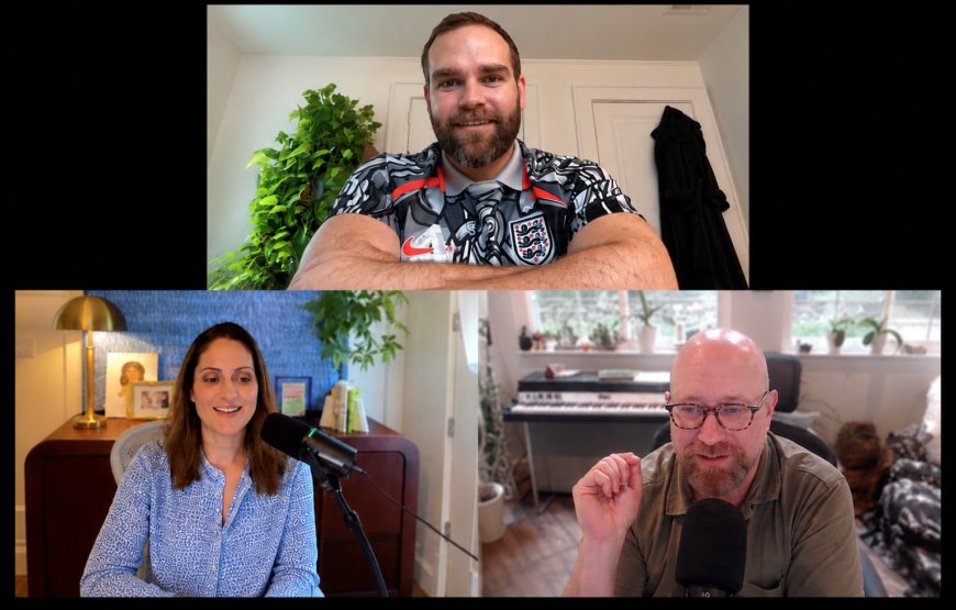 The Montclair Pod hosts interview New Jersey content creator Ollie McAteer during a podcast episode.