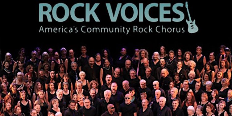 Rock Voices community rock choir performing on stage in Montclair, NJ